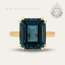 Solid Gold London Blue Topaz Ring - Cleodora - Dainty London