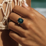 Solid Gold London Blue Topaz Ring - Cleodora - Dainty London London Fashion Week Cleodora Ring | Electric Blue Topaz & 9ct Fairtrade Gold | Liberty & Selfridges Style | Award-Winning British Design | Best Jewellery Design