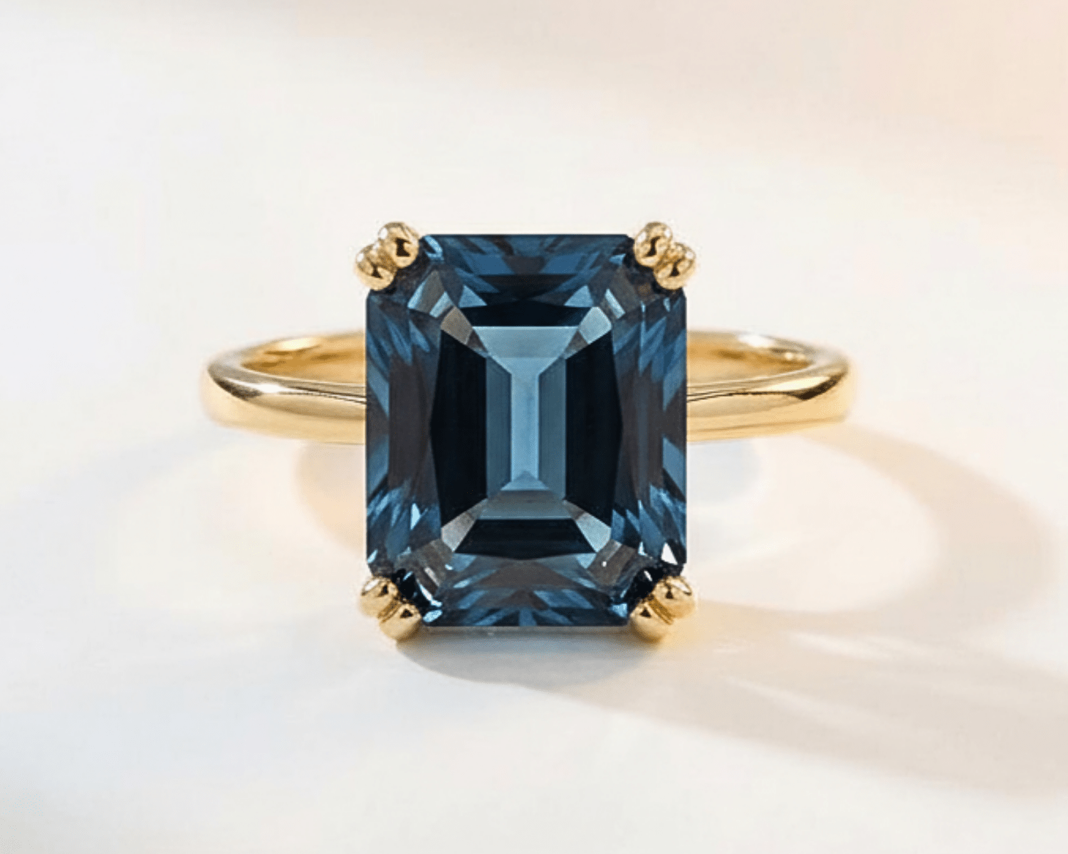 Solid Gold London Blue Topaz Ring - Cleodora - Dainty London
