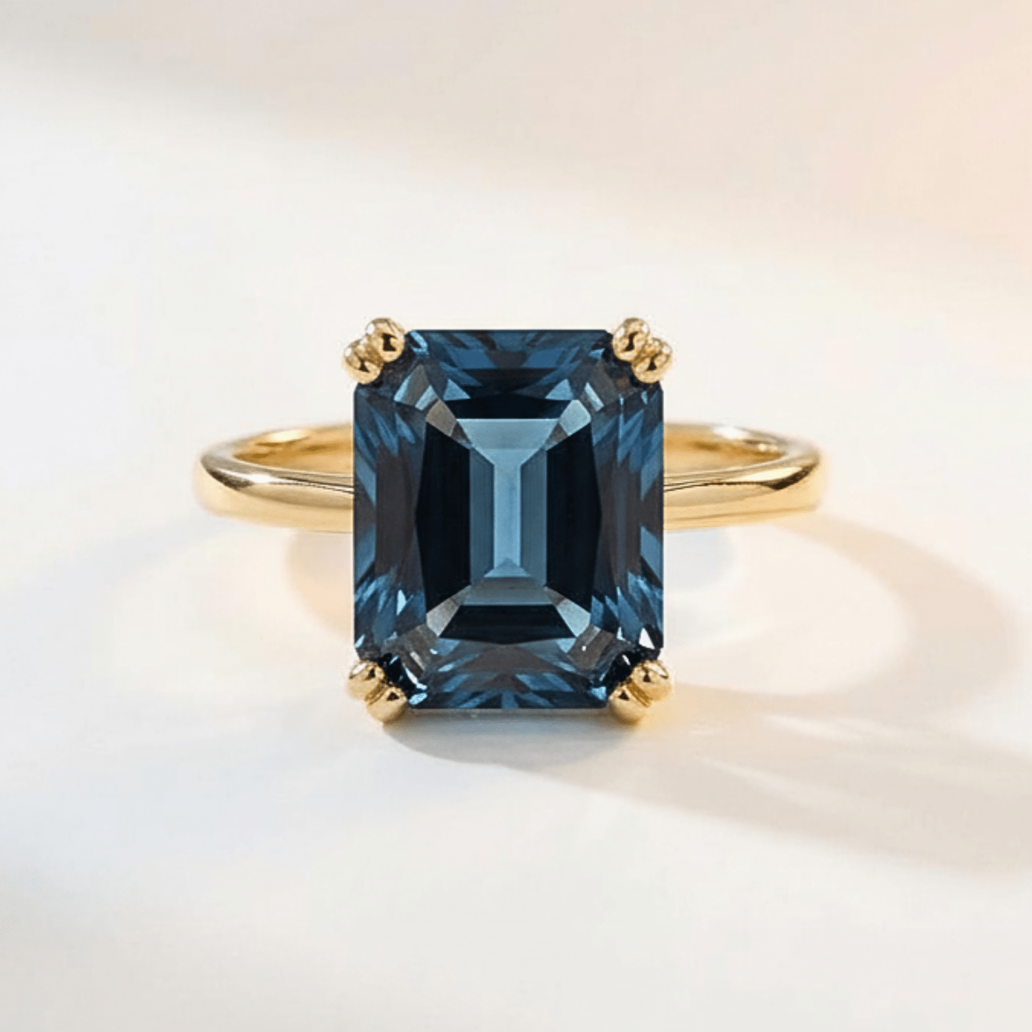 Solid Gold London Blue Topaz Ring - Cleodora - Dainty London