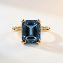 Solid Gold London Blue Topaz Ring - Cleodora - Dainty London