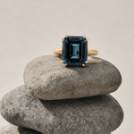 Solid Gold London Blue Topaz Ring - Cleodora - Dainty London