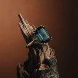 Solid Gold London Blue Topaz Ring - Cleodora - Dainty London
