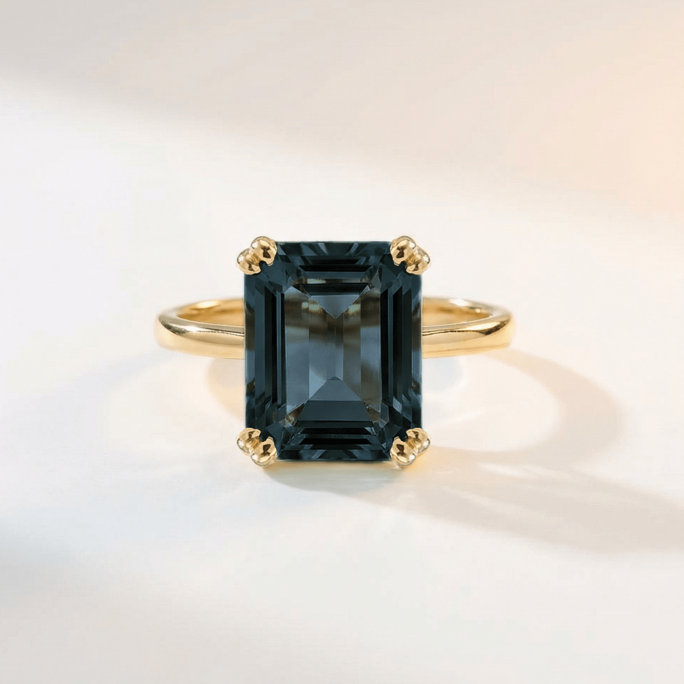 Solid Gold London Blue Topaz Ring - Cleodora - Dainty London