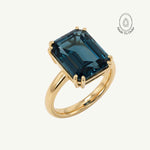 Solid Gold London Blue Topaz Ring - Cleodora - Dainty London London Fashion Week Cleodora Ring | Electric Blue Topaz & 9ct Fairtrade Gold | Liberty & Selfridges Style | Award-Winning British Design | Best Jewellery Design