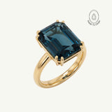 Solid Gold London Blue Topaz Ring - Cleodora - Dainty London London Fashion Week Cleodora Ring | Electric Blue Topaz & 9ct Fairtrade Gold | Liberty & Selfridges Style | Award-Winning British Design | Best Jewellery Design