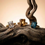 Solid Gold Luxury Moissanite Gemstone Ring - Merrow - Dainty London