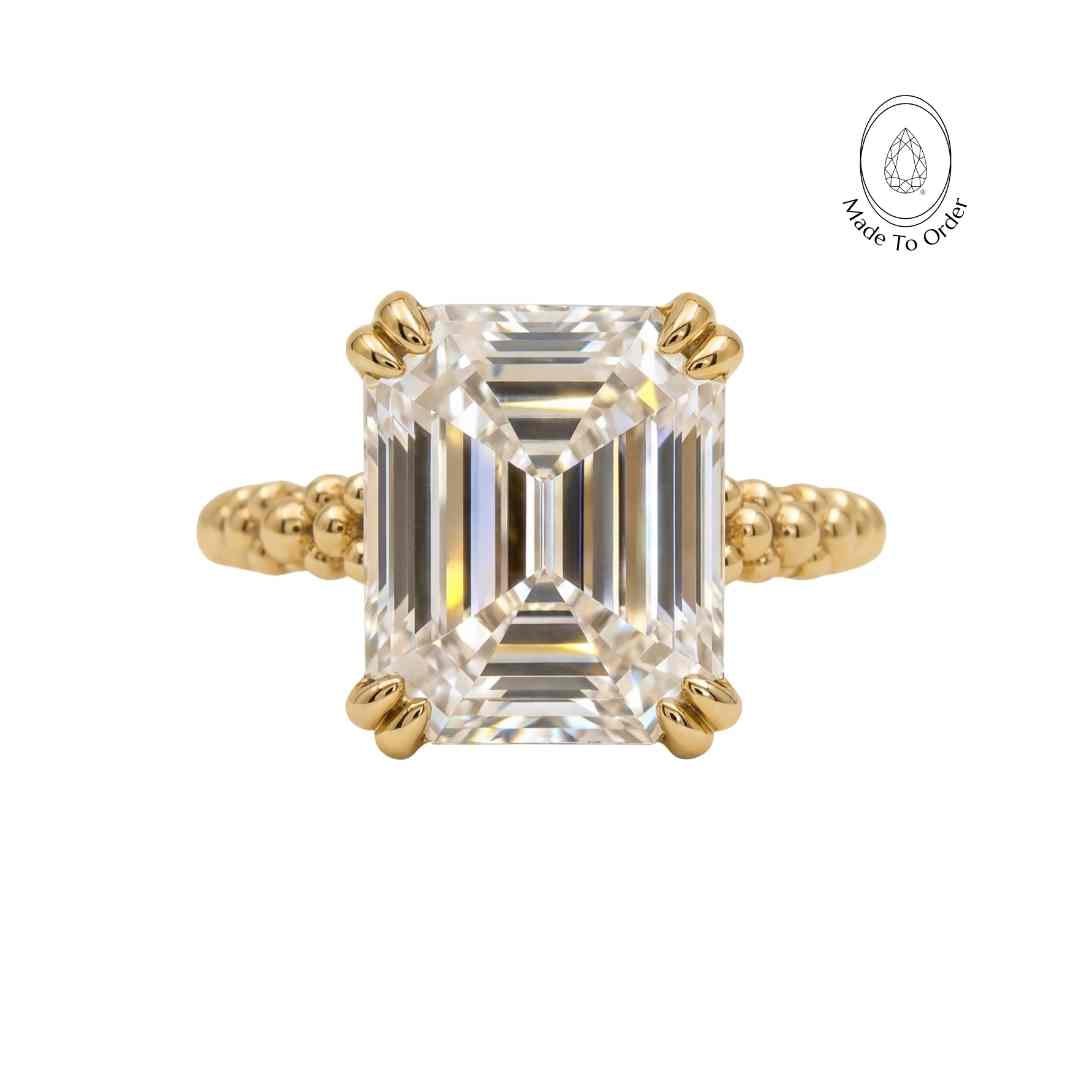 Solid Gold Luxury Moissanite Gemstone Ring - Merrow - Dainty London