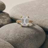 Solid Gold Luxury Moissanite Gemstone Ring - Merrow - Dainty London