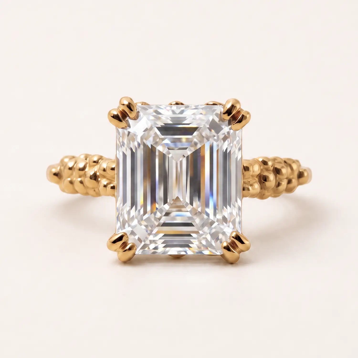 Solid Gold Luxury Moissanite Gemstone Ring - Merrow - Dainty London