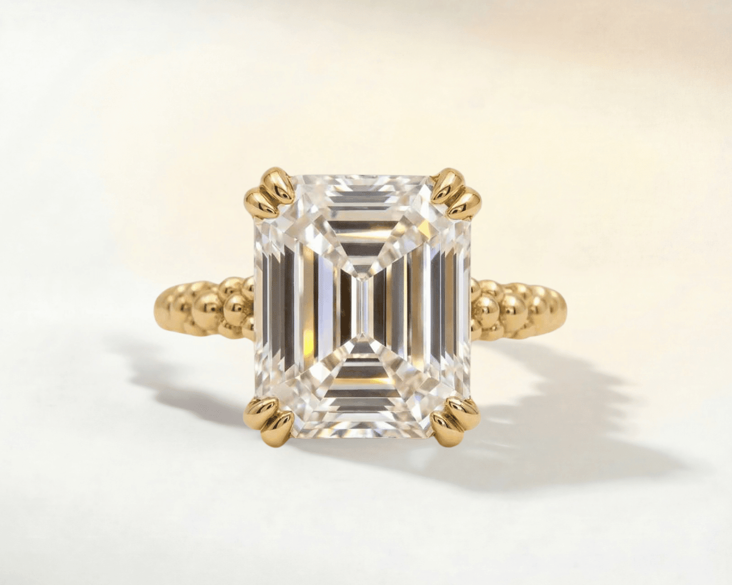 Solid Gold Luxury Moissanite Gemstone Ring - Merrow - Dainty London