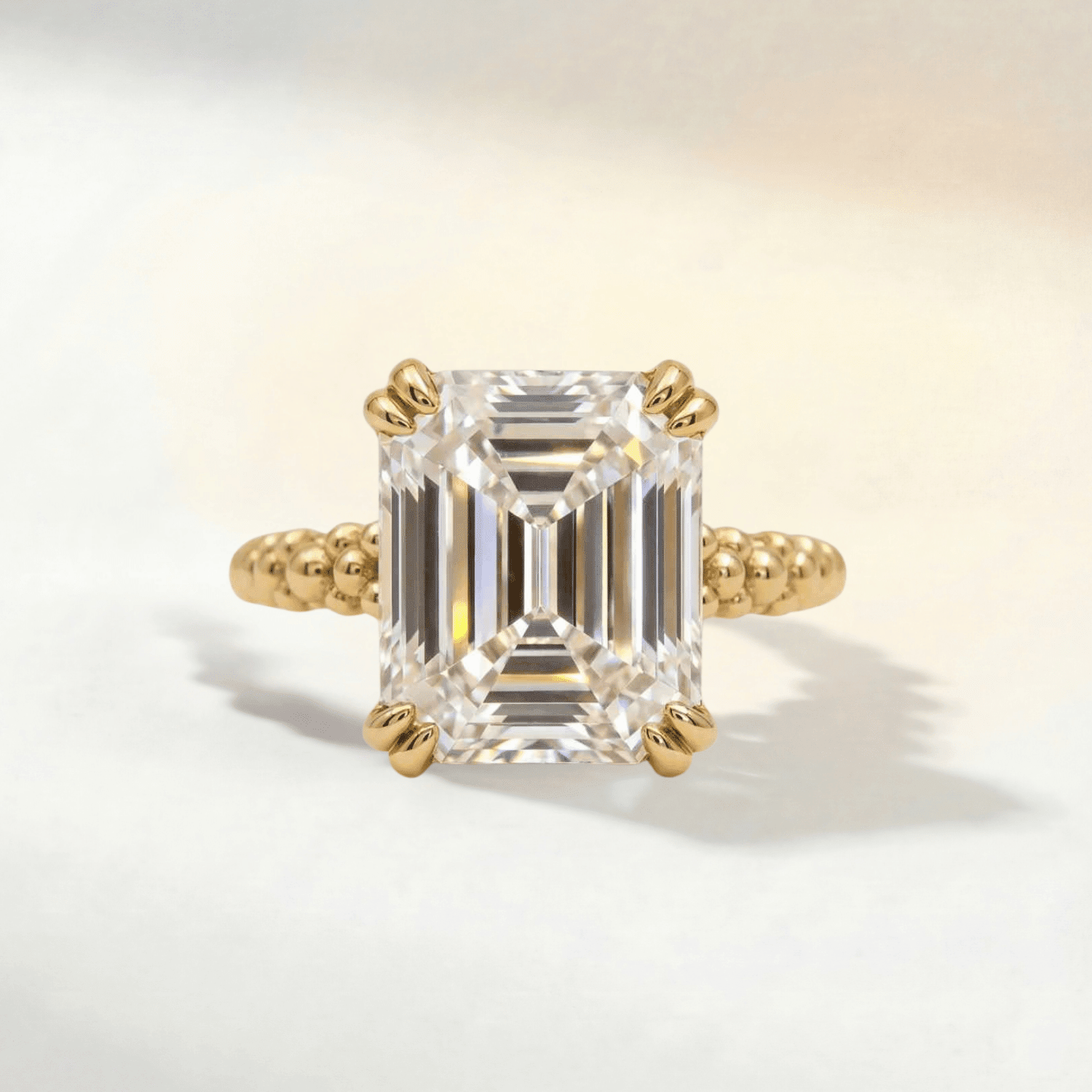 Solid Gold Luxury Moissanite Gemstone Ring - Merrow - Dainty London