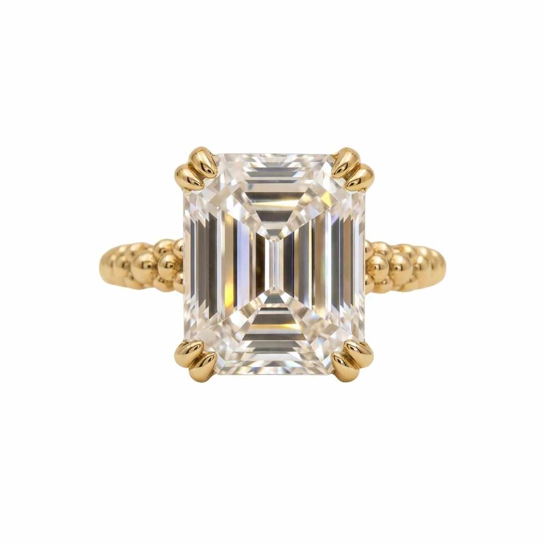 Solid Gold Luxury Moissanite Gemstone Ring - Merrow - Dainty London