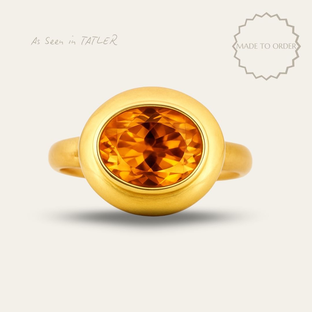 Solid Gold Madeira Citrine Contemporary Ring - Celeste - Dainty London