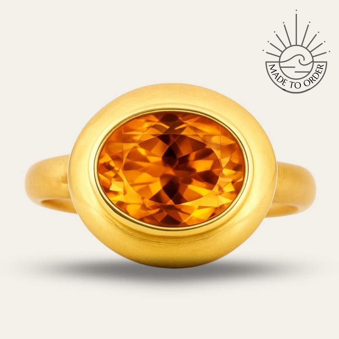 Solid Gold Madeira Citrine Contemporary Ring - Celeste - Dainty London