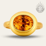 Solid Gold Madeira Citrine Contemporary Ring - Celeste - Dainty London