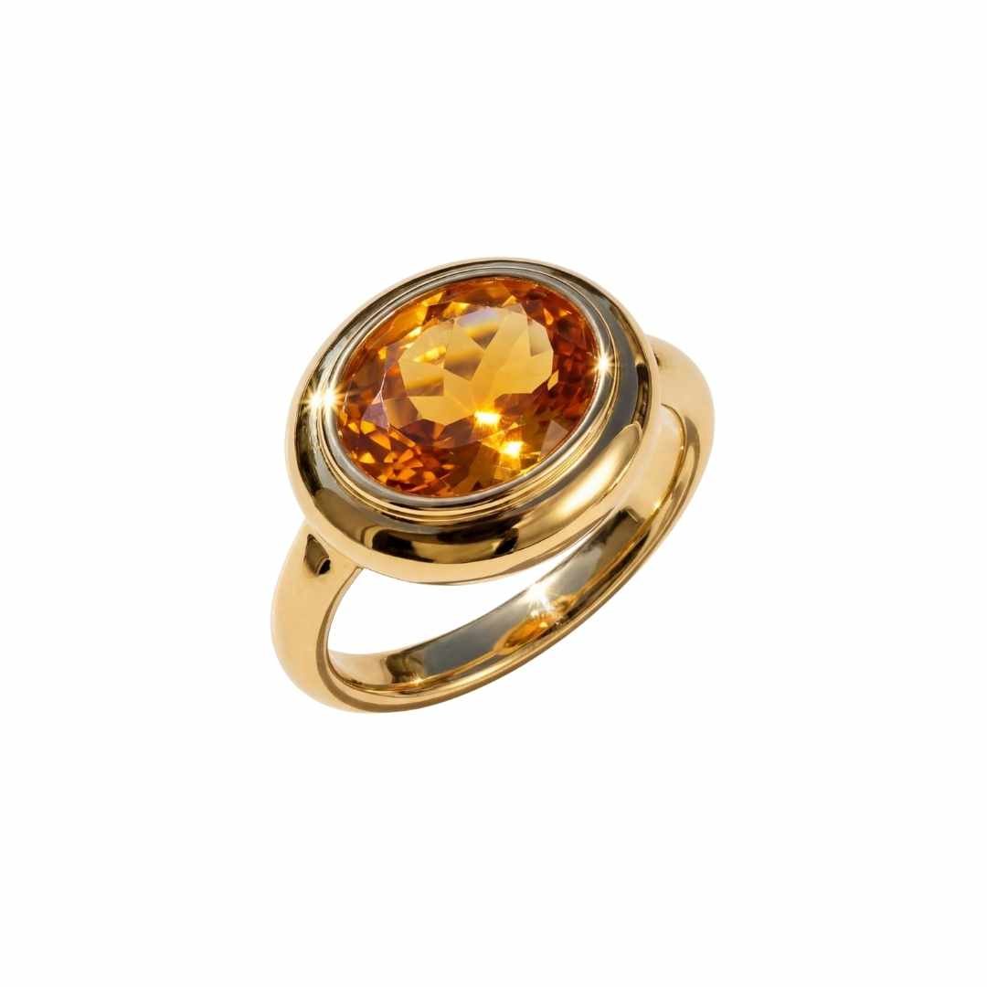 Solid Gold Madeira Citrine Contemporary Ring - Celeste - Dainty London