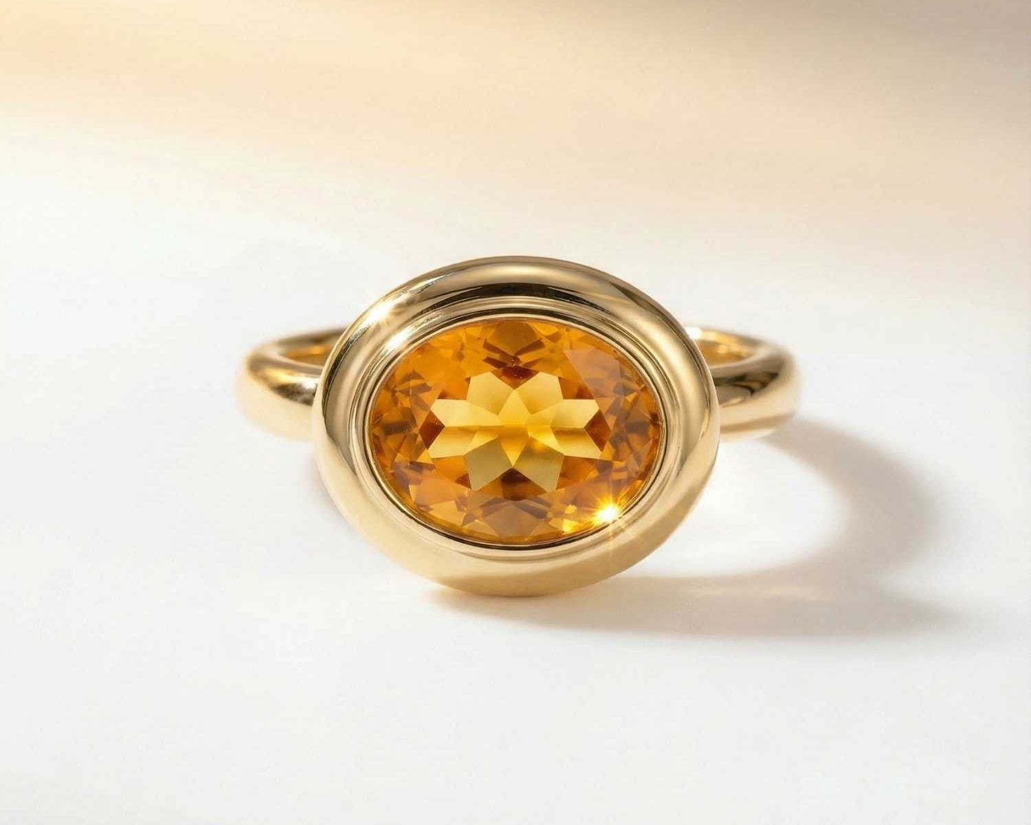 Solid Gold Madeira Citrine Contemporary Ring - Celeste - Dainty London