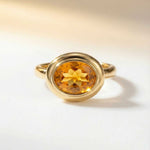 Solid Gold Madeira Citrine Contemporary Ring - Celeste - Dainty London