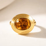 Solid Gold Madeira Citrine Contemporary Ring - Celeste - Dainty London