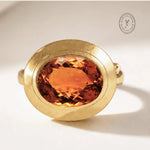  Solid Gold Madeira Citrine Contemporary Ring - Celeste - Dainty London