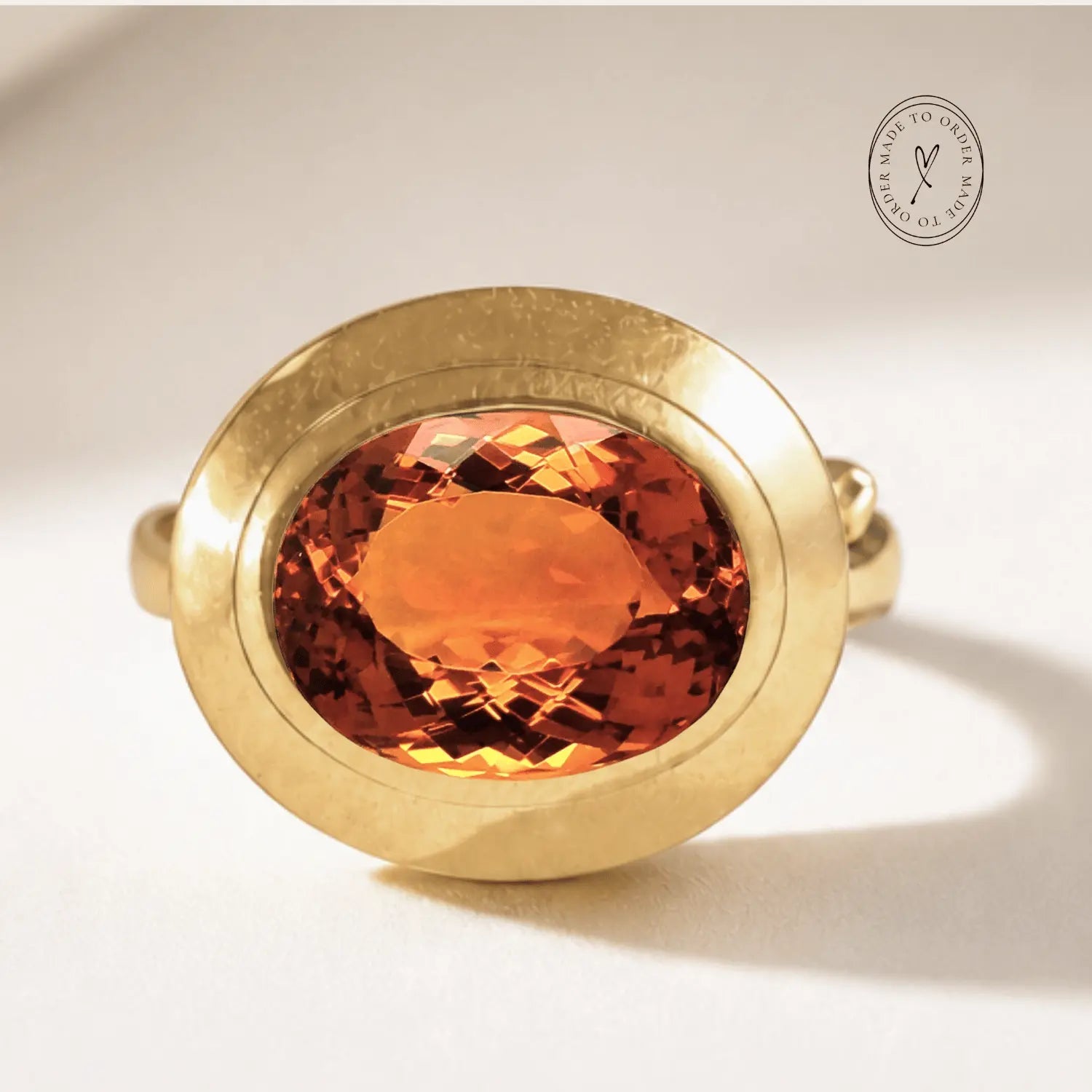  Solid Gold Madeira Citrine Contemporary Ring - Celeste - Dainty London