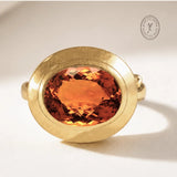  Solid Gold Madeira Citrine Contemporary Ring - Celeste - Dainty London