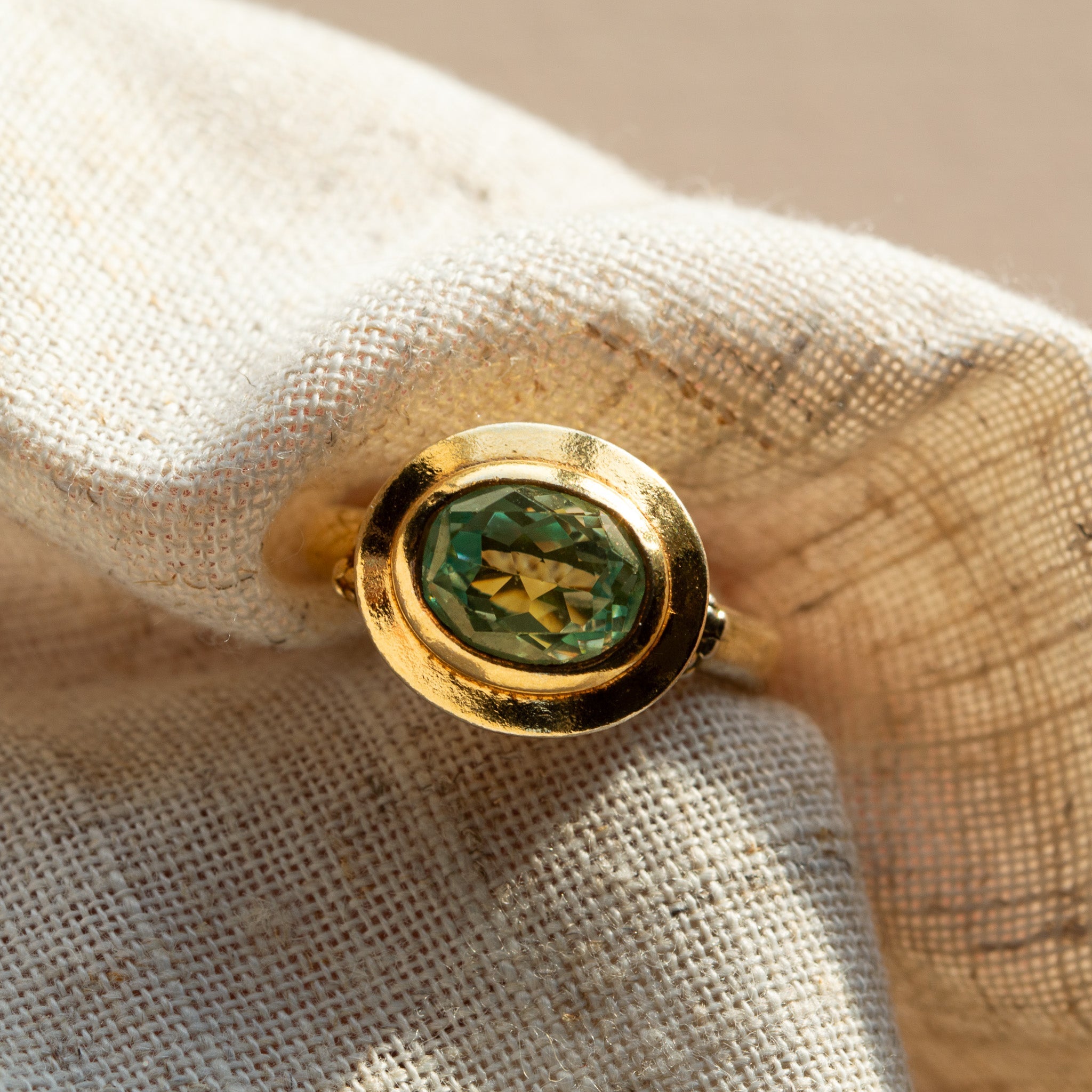 Solid Gold Margo Ring - Green Quartz Modern Luxury Rings - Dainty London