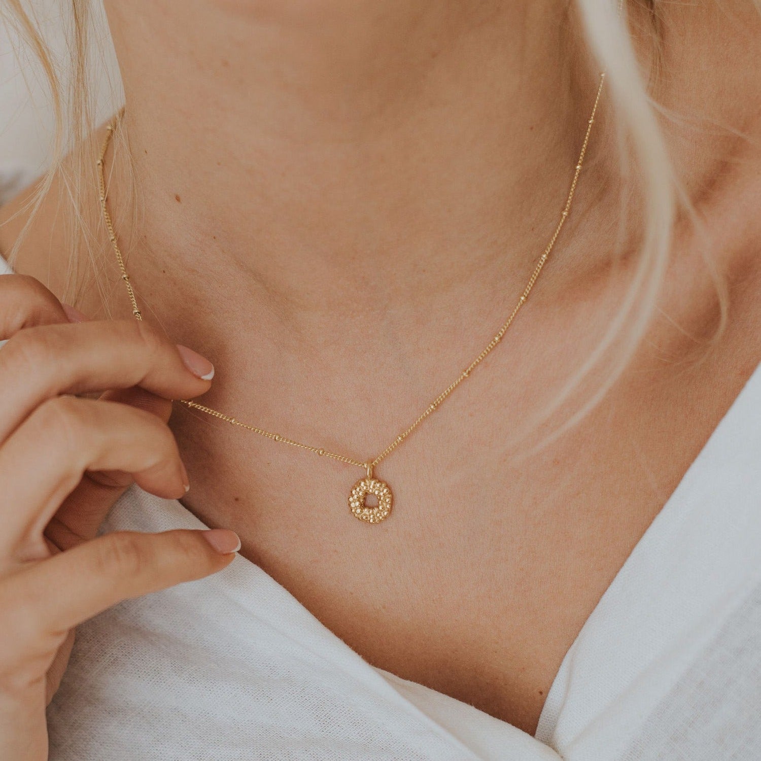 Solid Gold Mini Barnacle Necklace - Fine jewelry layering -Dainty London