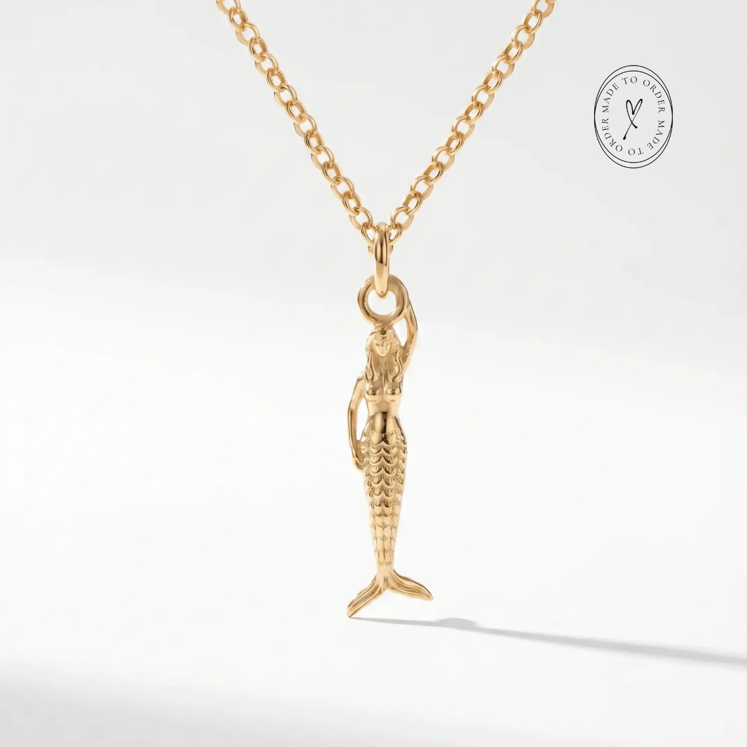 Solid Gold Mini Mermaid Necklace - Zennor - Dainty London