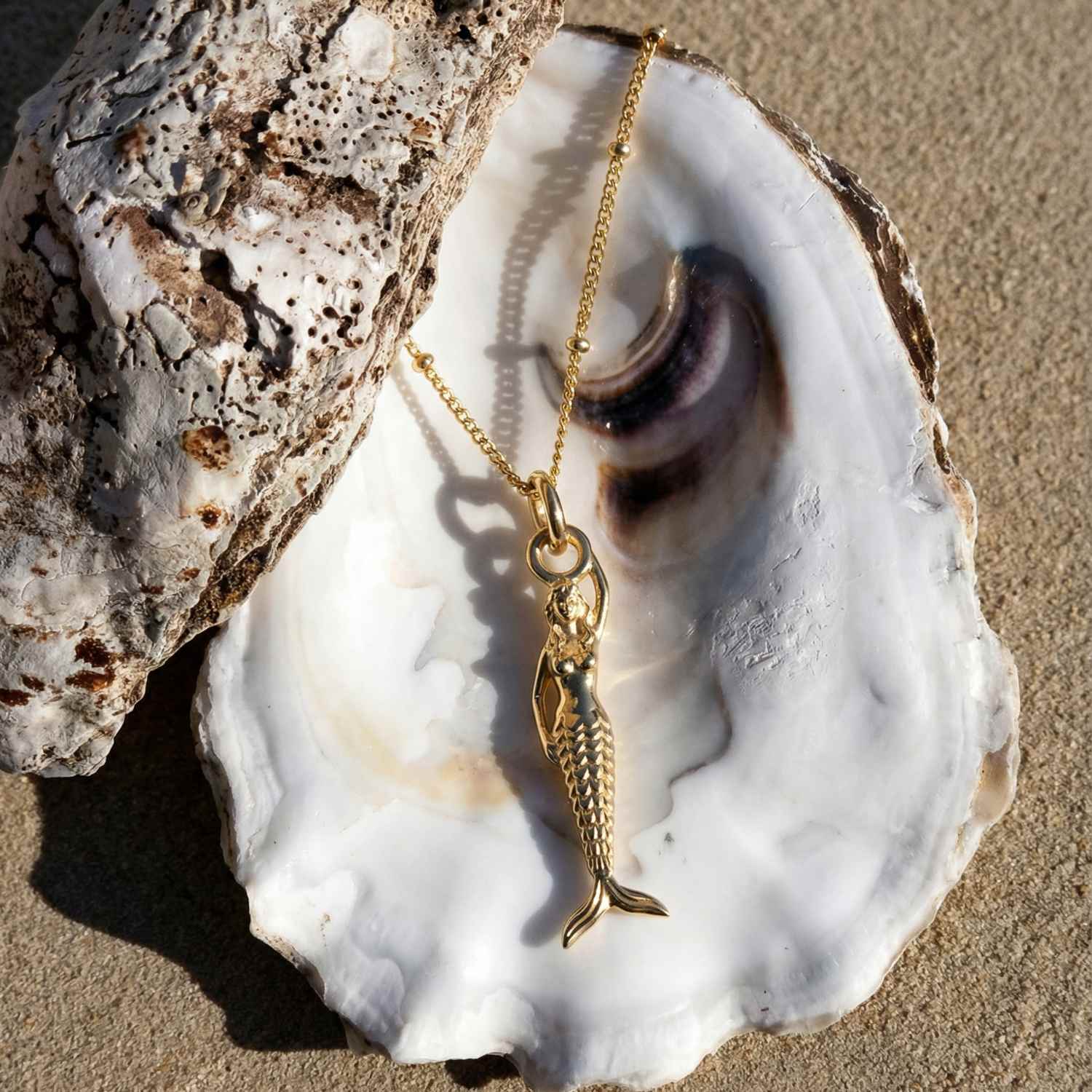 Solid Gold Mini Mermaid Necklace - Zennor - Dainty London