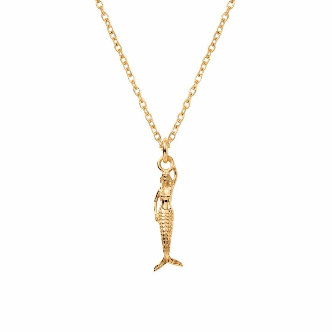 Solid Gold Mini Mermaid Necklace - Zennor - Dainty London