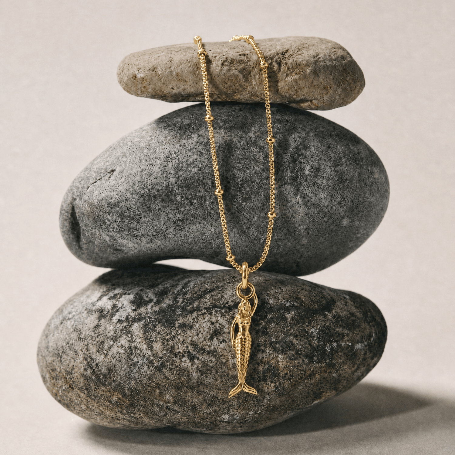 Solid Gold Mini Mermaid Necklace - Zennor - Dainty London