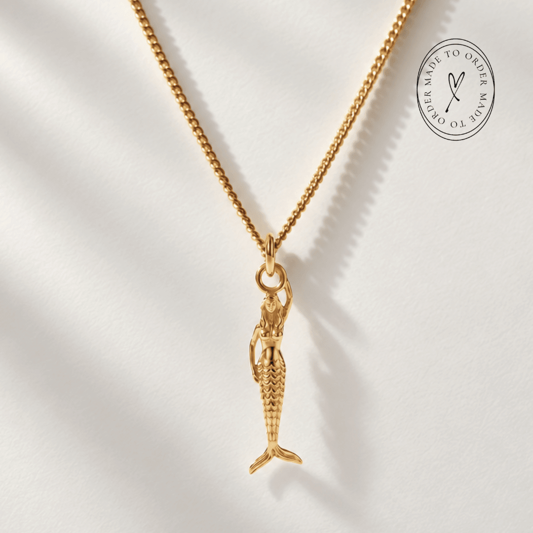 Solid Gold Mini Mermaid Necklace - Zennor - Dainty London