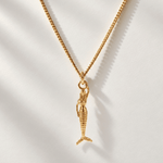 Solid Gold Mini Mermaid Necklace - Zennor - Dainty London