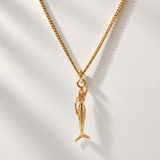 Solid Gold Mini Mermaid Necklace - Zennor - Dainty London