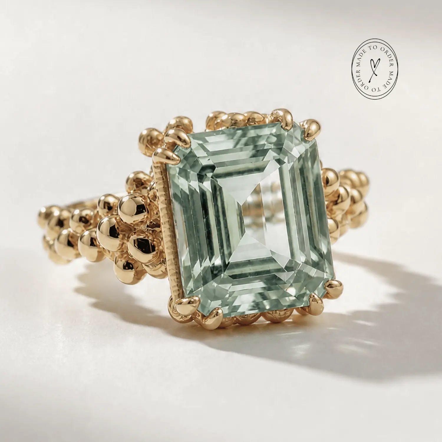 Solid Gold Ocean Blue Beryl Gemstone Ring - Seraphina - Dainty London