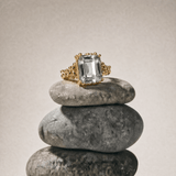 Solid Gold Ocean Blue Beryl Gemstone Ring - Seraphina - Dainty London