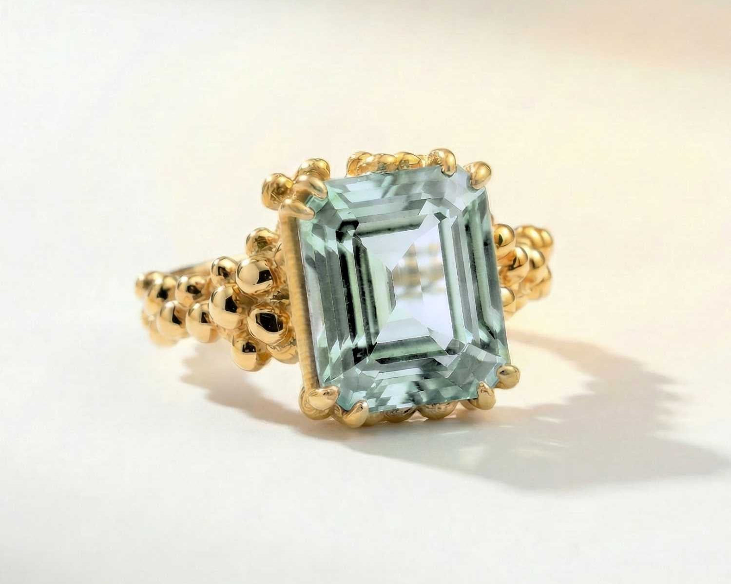 Solid Gold Ocean Blue Beryl Gemstone Ring - Seraphina - Dainty London