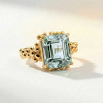 Solid Gold Ocean Blue Beryl Gemstone Ring - Seraphina - Dainty London