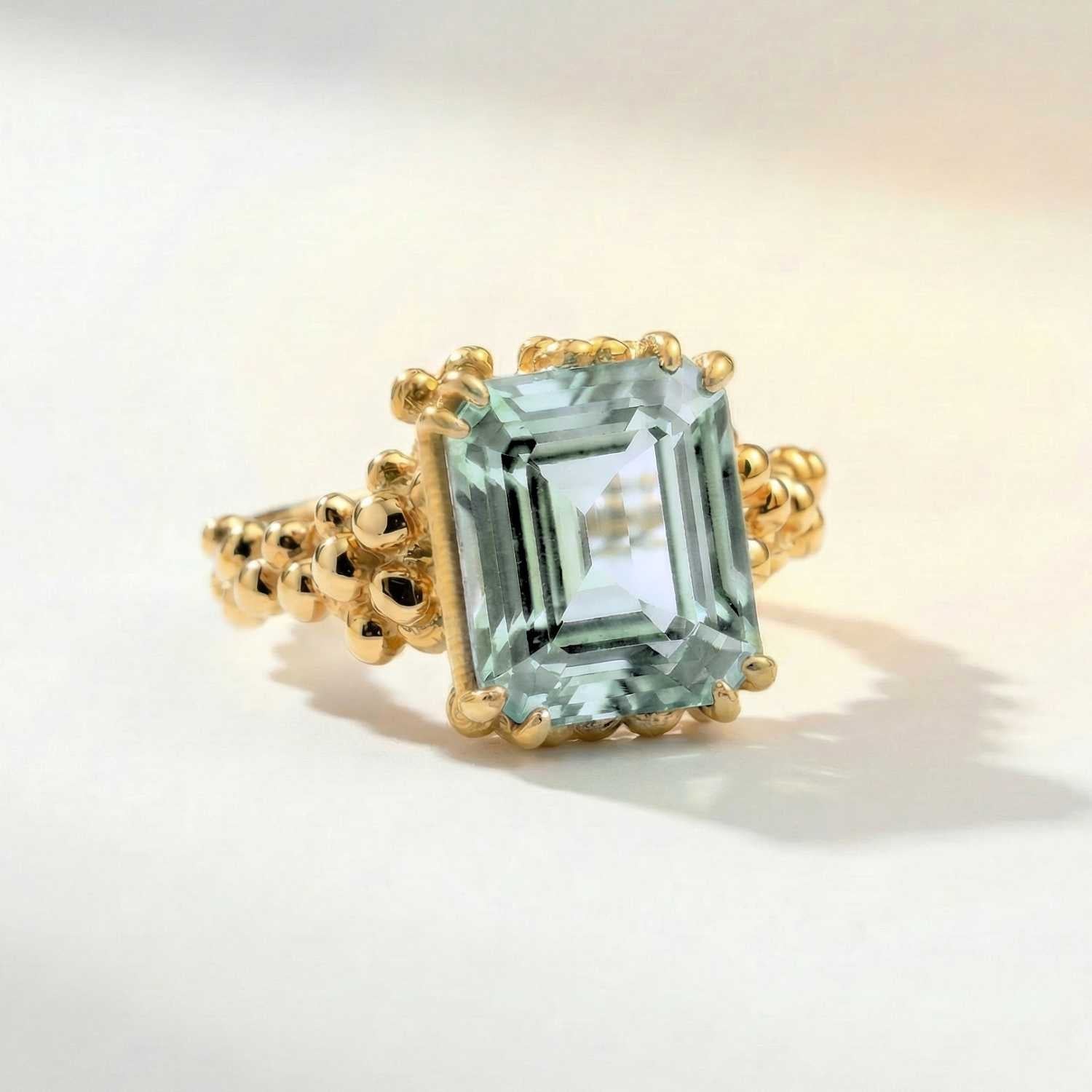 Solid Gold Ocean Blue Beryl Gemstone Ring - Seraphina - Dainty London