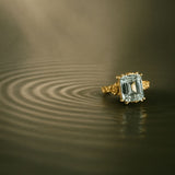 The Seraphina Ring - Aquamarine - Modern and Vintage Style - Ethical Luxury Rings - Dainty London solid gold ring, ocean blue beryl, nature inspired jewelry, handcrafted gold ring, ethical gemstone jewelry, bespoke UK ring, luxury engagement ring, anniversary gift, natural gemstone ring, handmade London jewelry, unique stackable ring, sustainable jewelry, gift for her