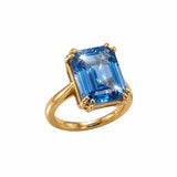 Solid Gold Ocean Blue Topaz Ring - Bali - Dainty London