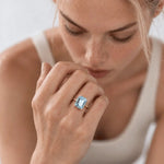 Solid Gold Ocean Blue Topaz Ring - Bali - Dainty London