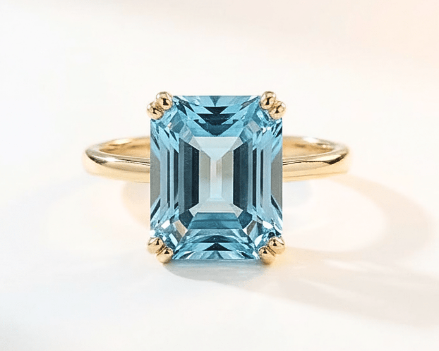 Solid Gold Ocean Blue Topaz Ring - Bali - Dainty London