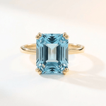 Solid Gold Ocean Blue Topaz Ring - Bali - Dainty London
