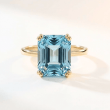 Solid Gold Ocean Blue Topaz Ring - Bali - Dainty London