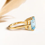 Solid Gold Ocean Blue Topaz Ring - Bali - Dainty London