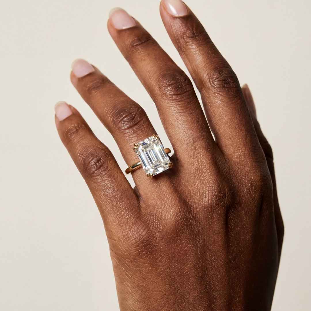 Solid Gold or Platinum Moissanite Diamond Ring - Livia - Dainty London