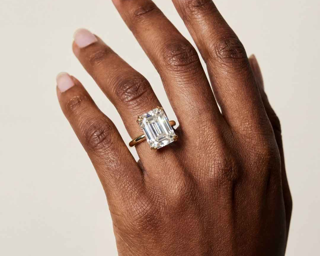 Solid Gold or Platinum Moissanite Diamond Ring - Livia - Dainty London